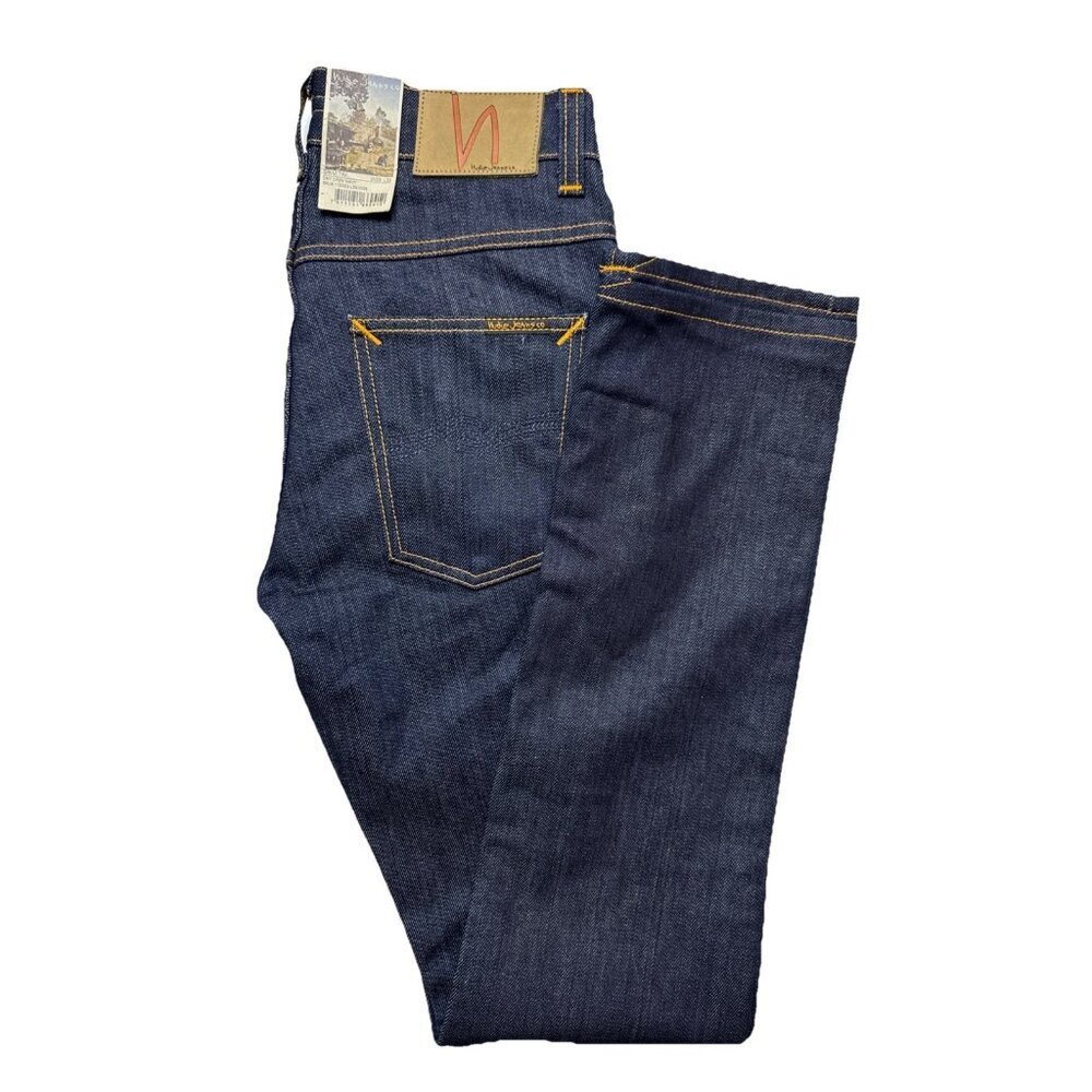 Nudie Jeans Grim Tim W29 L32 NWT Dry Open Navy Raw Denim Jeans Italy NWT‎